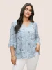 Daffodils Print Tiered Ruffle Sleeve Mesh Blouse sold by Bloomchic