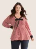 Heart Print Bowknot Elastic Waist Blouse sold by Bloomchic