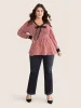 Heart Print Bowknot Elastic Waist Blouse sold by Bloomchic