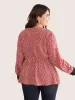 Heart Print Bowknot Elastic Waist Blouse sold by Bloomchic