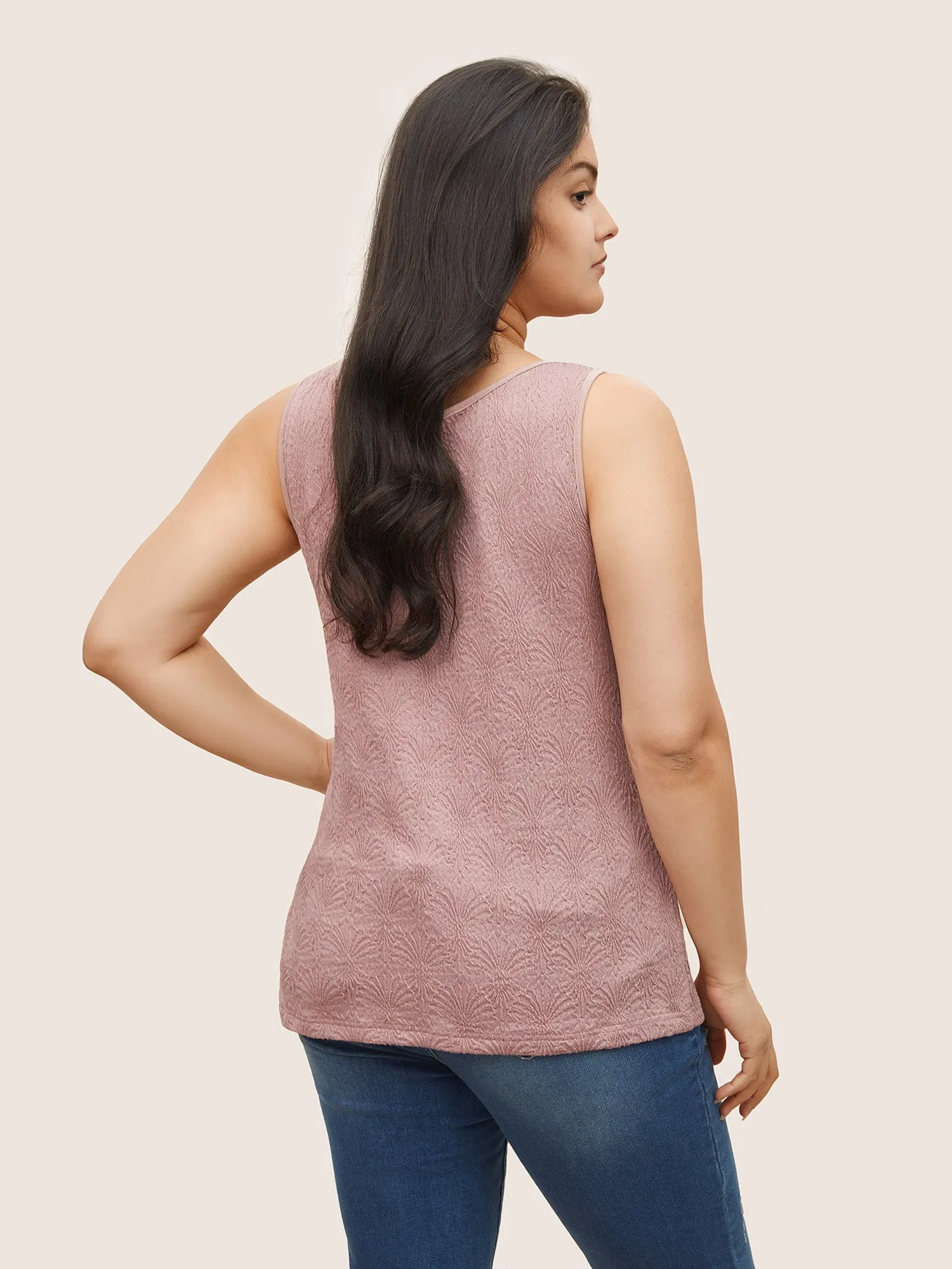 Solid Textured Jacquard Tank Top sold by Bloomchic product image thumbnail 2