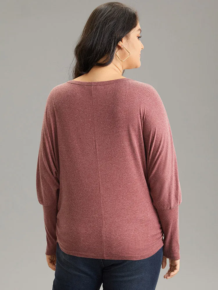 Solid Heather Keyhole Batwing Sleeve T-shirt sold by Bloomchic product image thumbnail 2