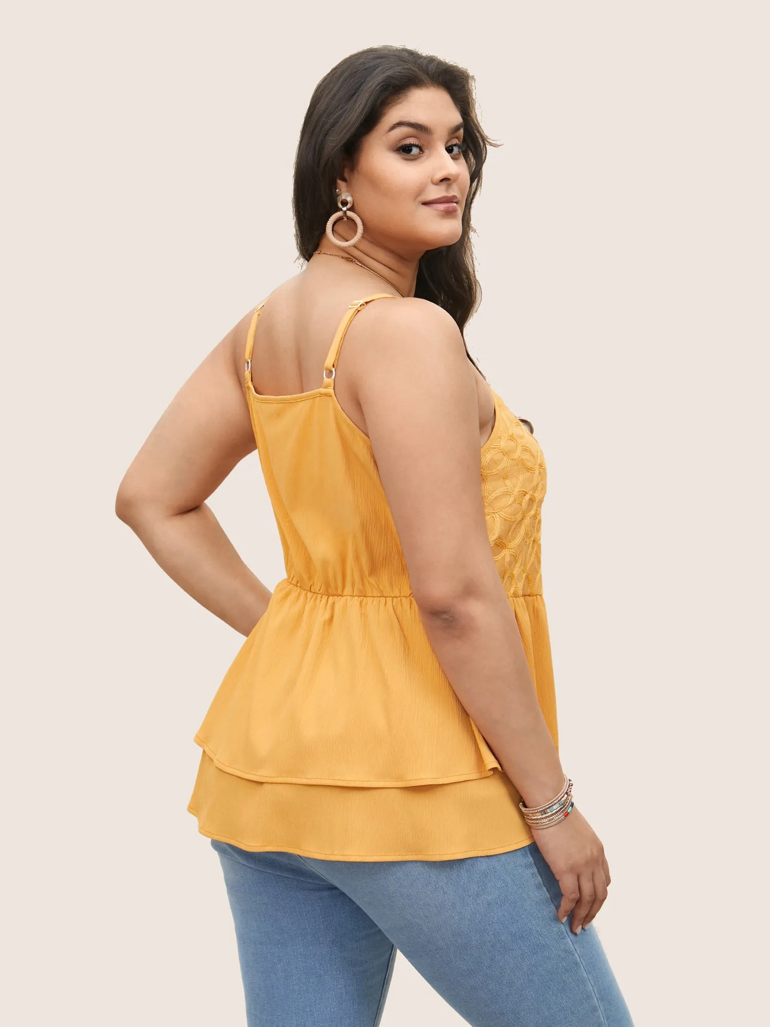 Floral Texture Ruffle Layered Hem Cami Top sold by Bloomchic product image thumbnail 4