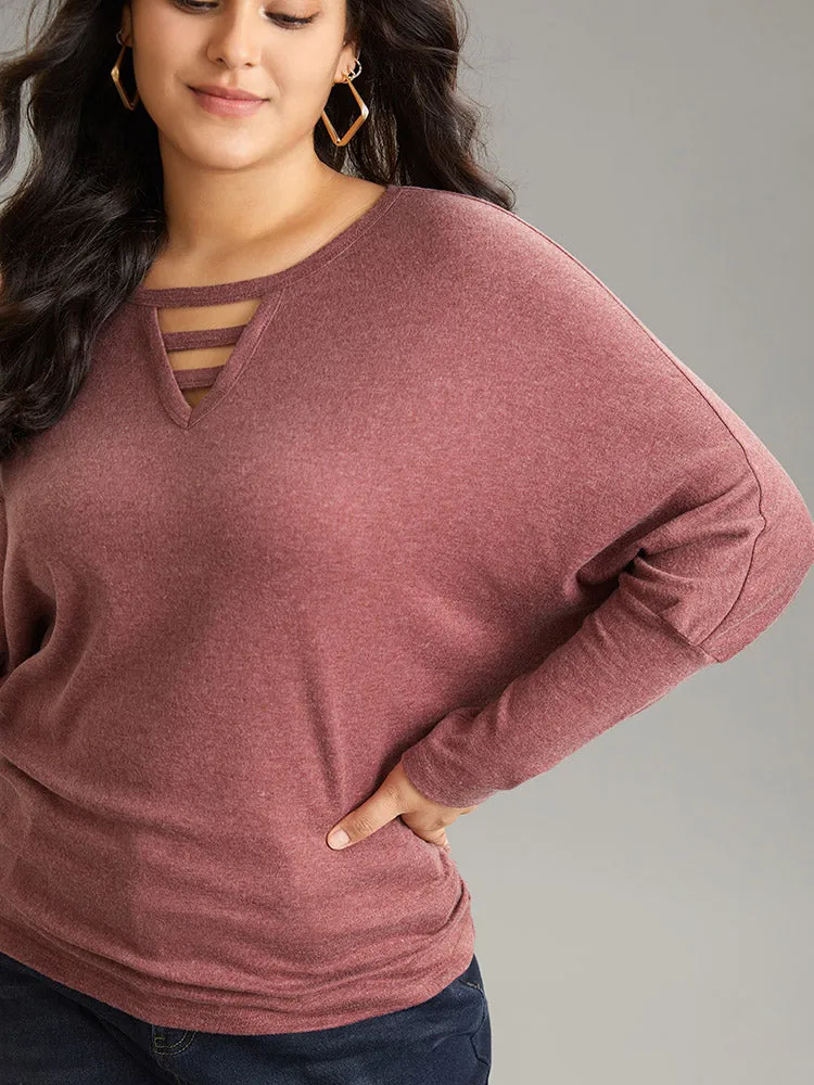 Solid Heather Keyhole Batwing Sleeve T-shirt sold by Bloomchic product image thumbnail 5