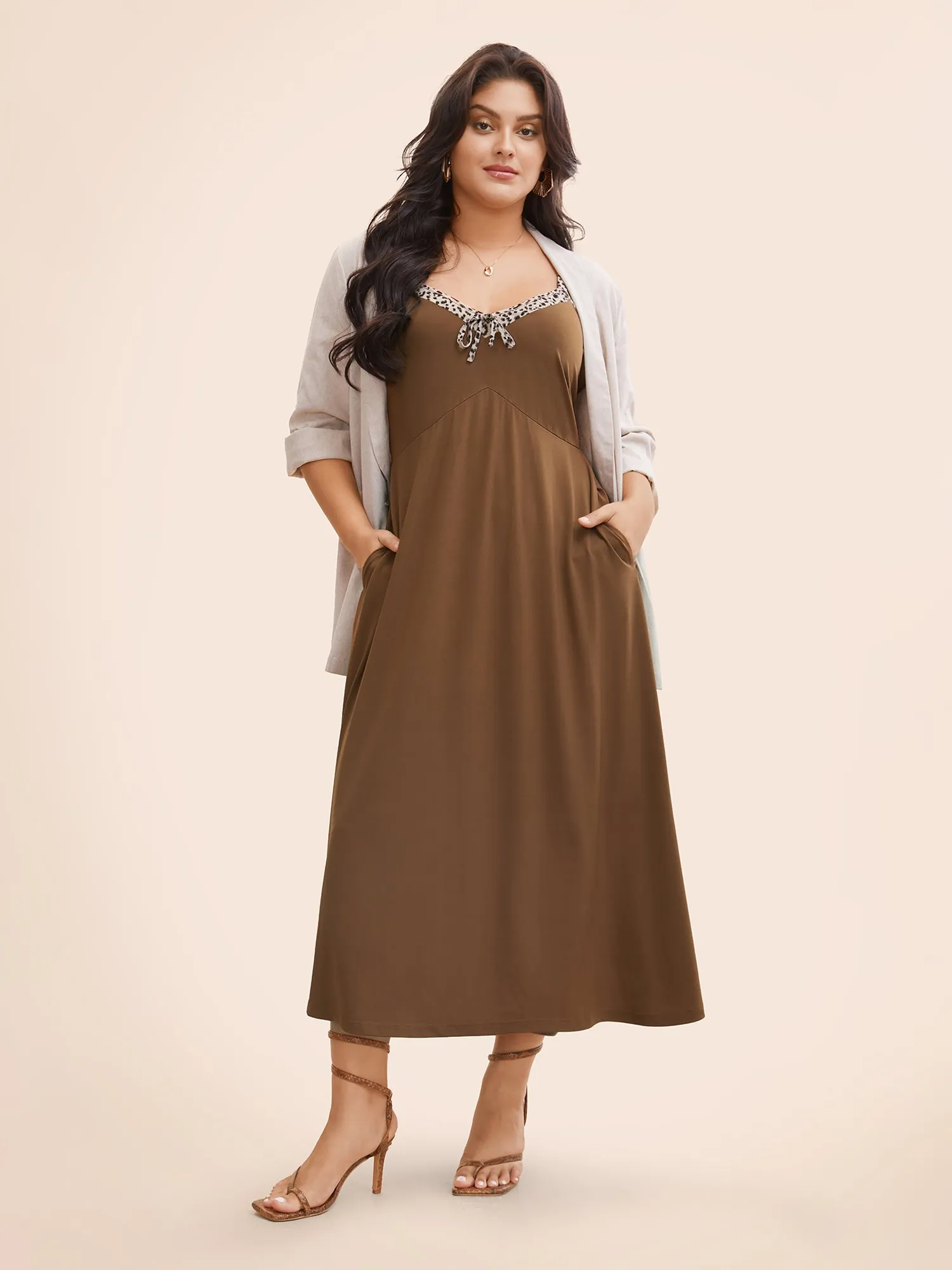 Leopard Print Patchwork Ties Cami Dress sold by Bloomchic product image thumbnail 3