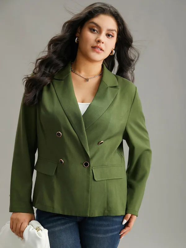 Solid Suit Collar Button Detail Blazer sold by Bloomchic