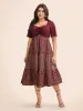 Ditsy Floral Patchwork Ruffle Layered Hem Dress sold by Bloomchic