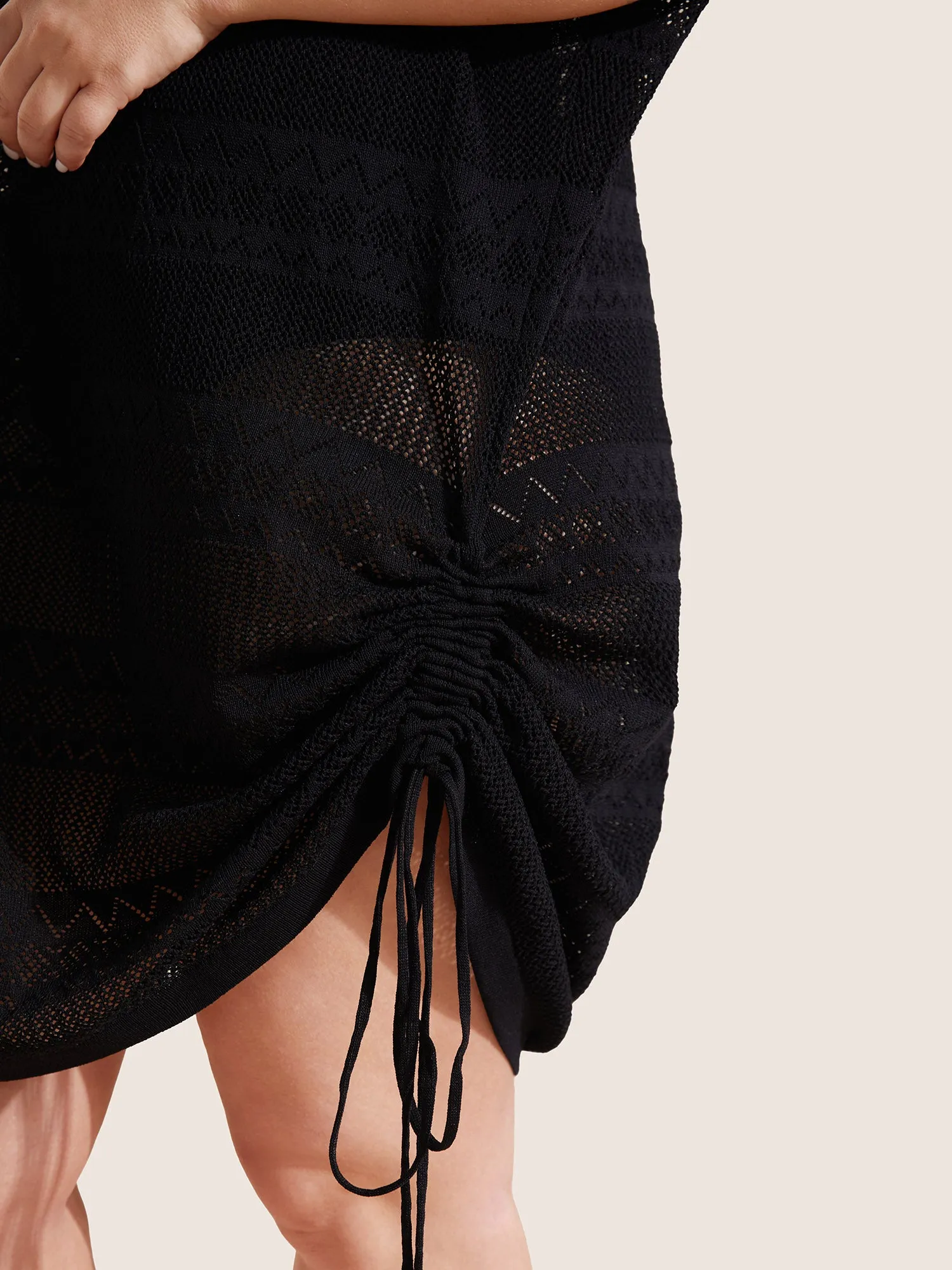 Deep V Neck Cut Out Drawstring Swim Cover Up sold by Bloomchic product image thumbnail 5