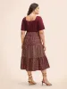 Ditsy Floral Patchwork Ruffle Layered Hem Dress sold by Bloomchic