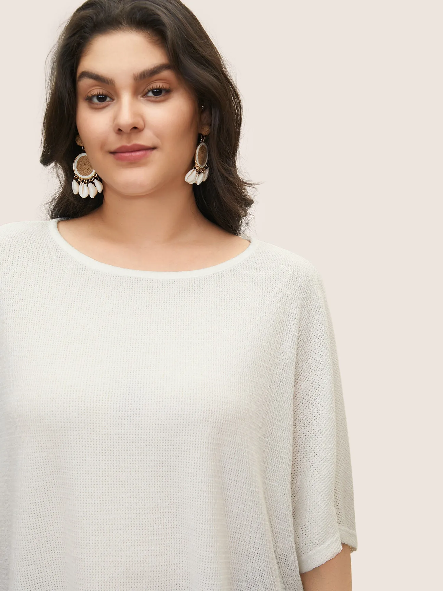 Plain Textured Dolman Sleeve Loose T-shirt sold by Bloomchic product image thumbnail 4