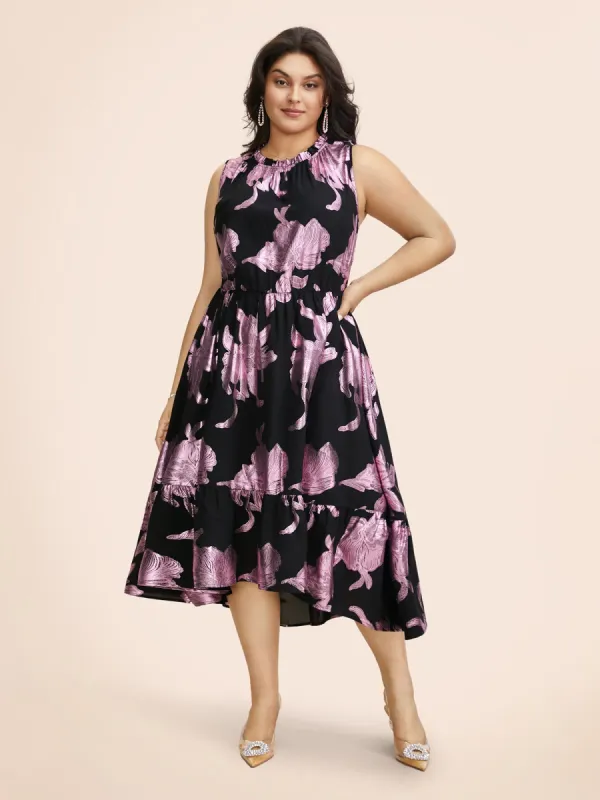 Glitter Floral Mock Neck Midi Dress sold by Bloomchic