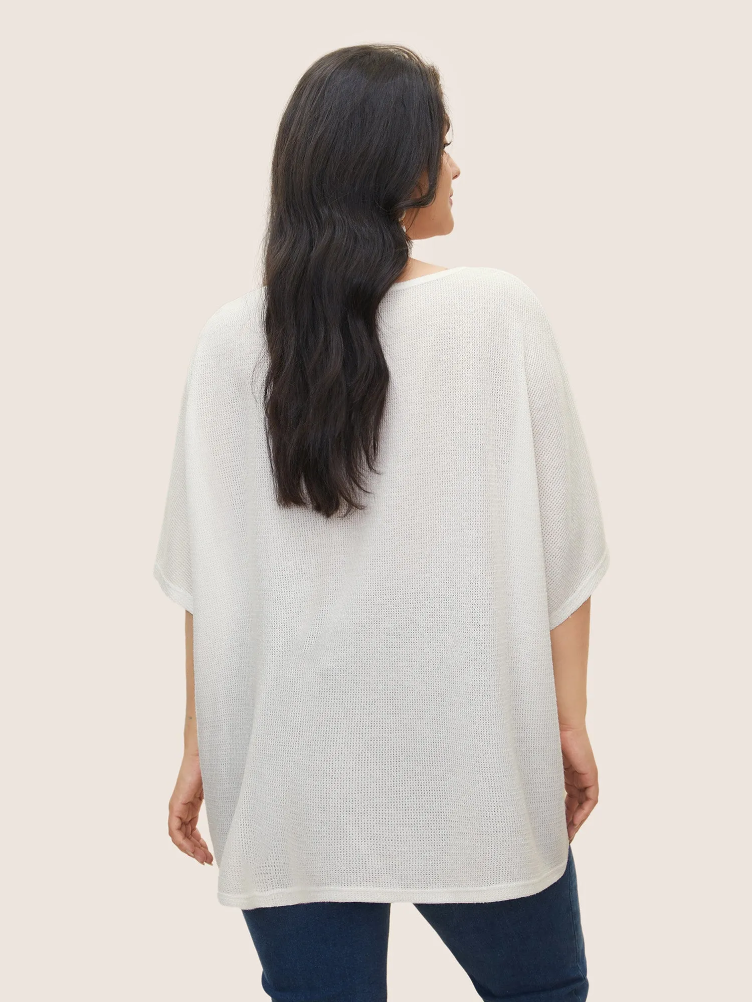 Plain Textured Dolman Sleeve Loose T-shirt sold by Bloomchic product image thumbnail 2