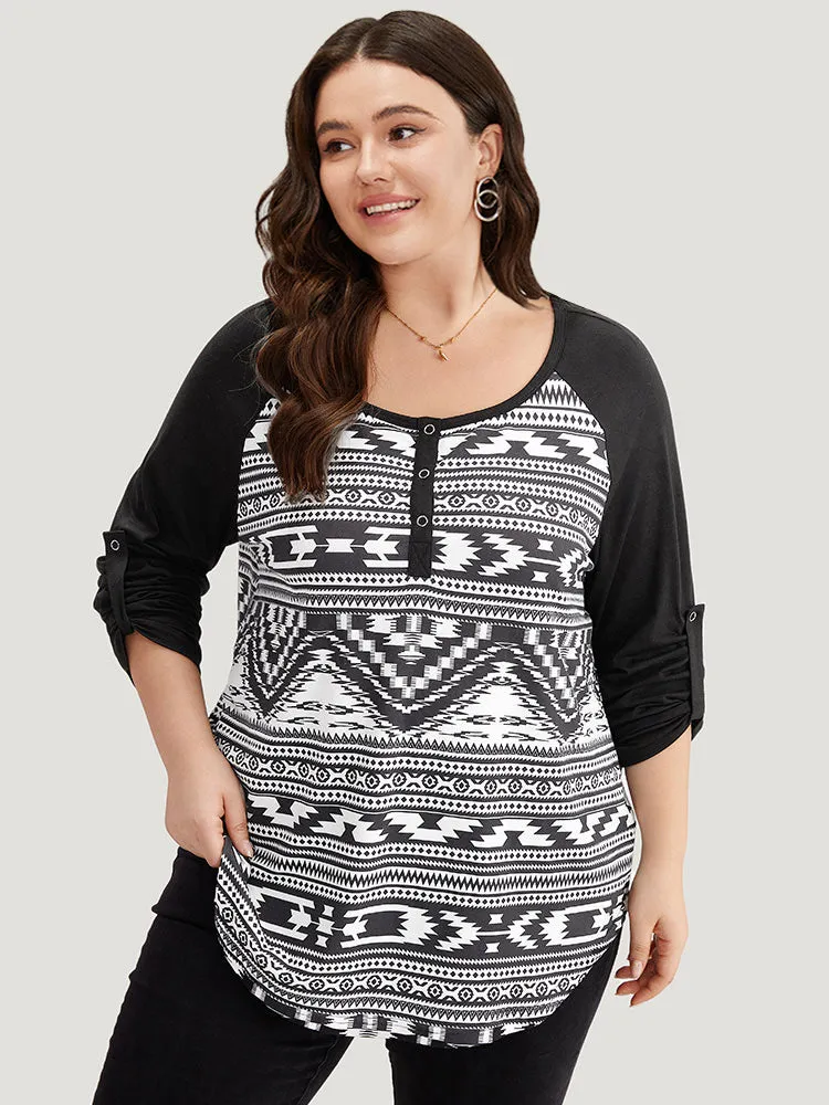 Geometric Patchwork Button Down T-shirt sold by Bloomchic product image thumbnail 3