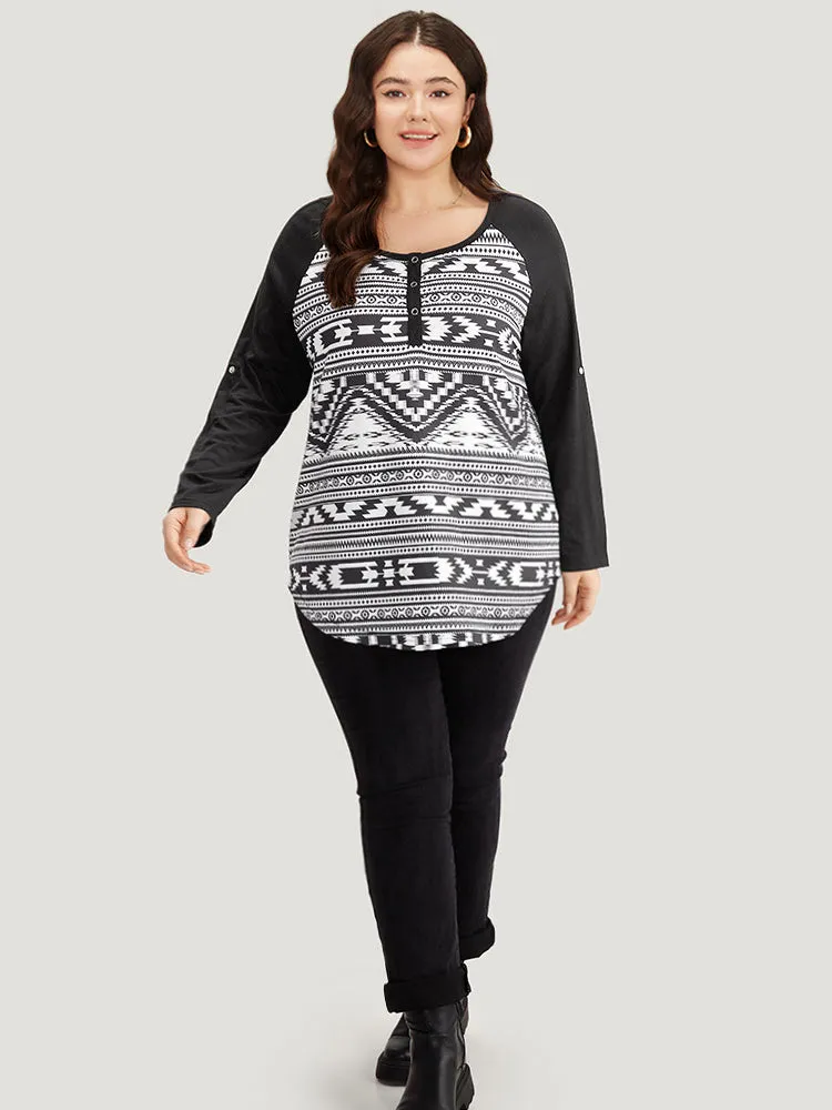 Geometric Patchwork Button Down T-shirt sold by Bloomchic product image thumbnail 4