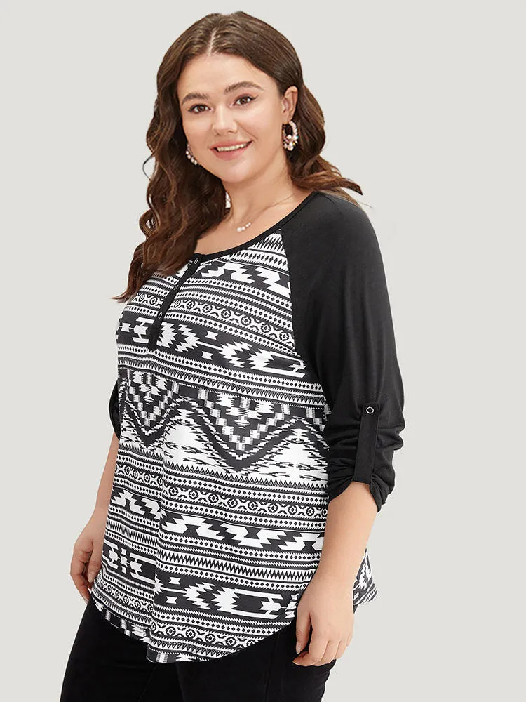 Geometric Patchwork Button Down T-shirt sold by Bloomchic product image thumbnail 5