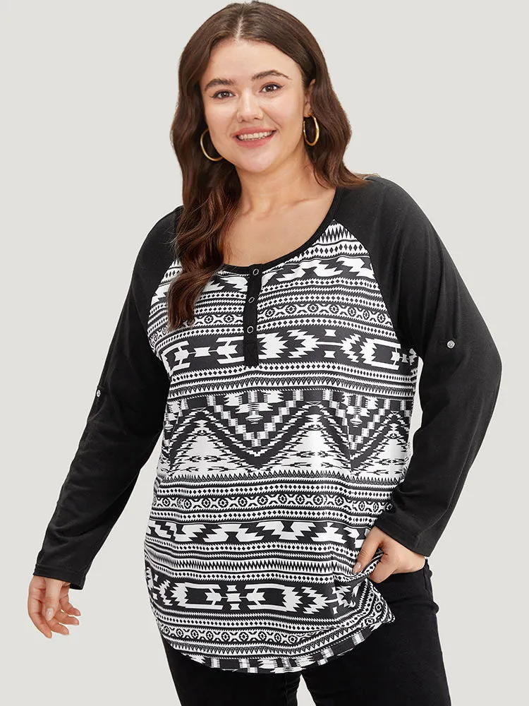 Geometric Patchwork Button Down T-shirt sold by Bloomchic product image thumbnail 2