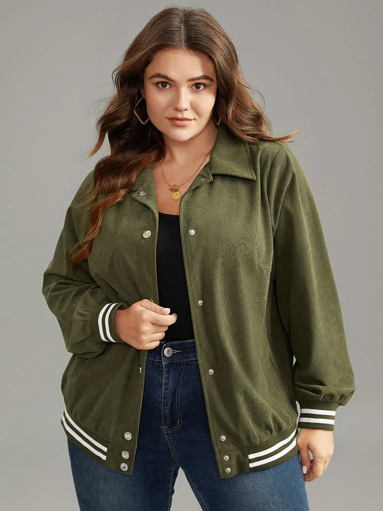 Corduroy Striped Trim Button Up Jacket sold by Bloomchic product image thumbnail 3