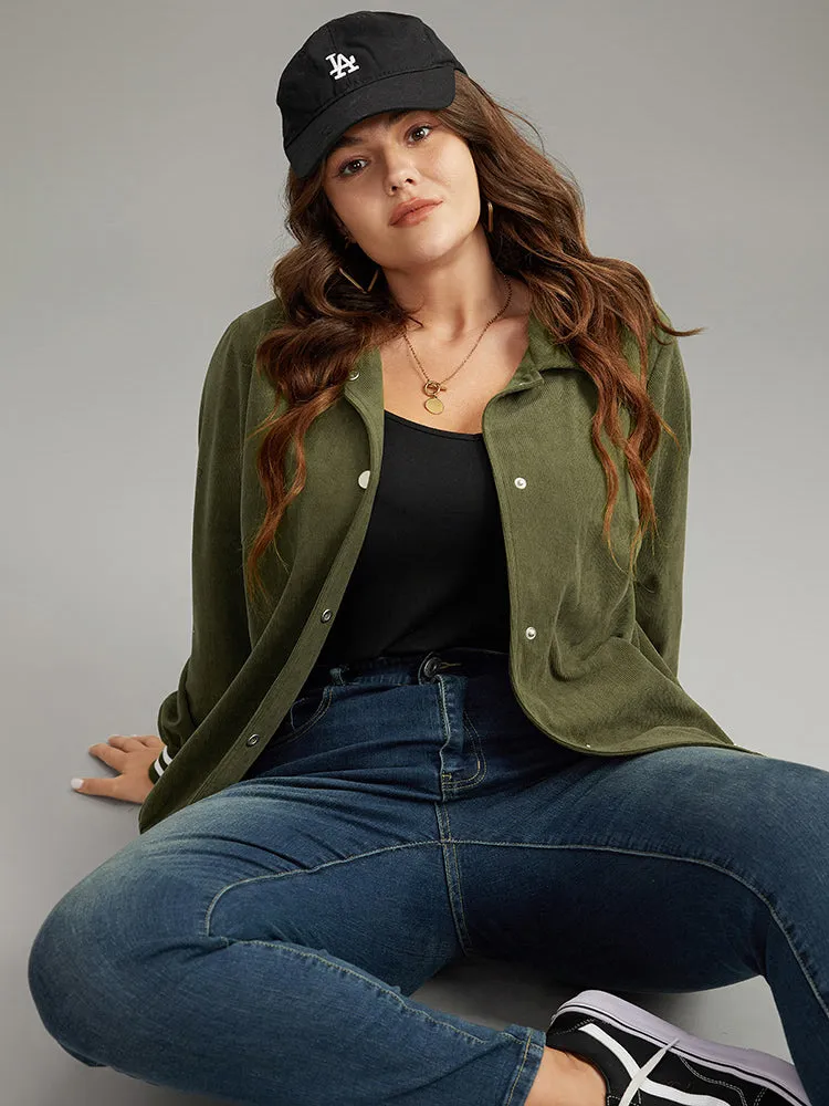 Corduroy Striped Trim Button Up Jacket sold by Bloomchic product image thumbnail 4