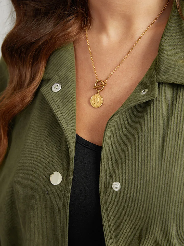 Corduroy Striped Trim Button Up Jacket sold by Bloomchic product image thumbnail 5