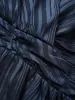 Texture Ruched Mesh Wrap Blouse sold by Bloomchic