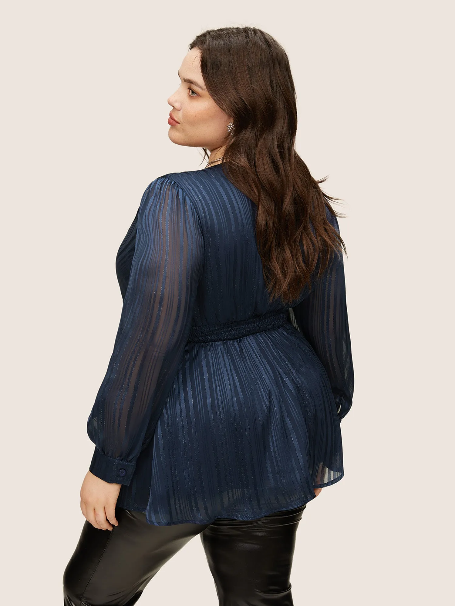 Texture Ruched Mesh Wrap Blouse sold by Bloomchic product image thumbnail 2