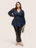 Texture Ruched Mesh Wrap Blouse sold by Bloomchic