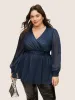 Texture Ruched Mesh Wrap Blouse sold by Bloomchic