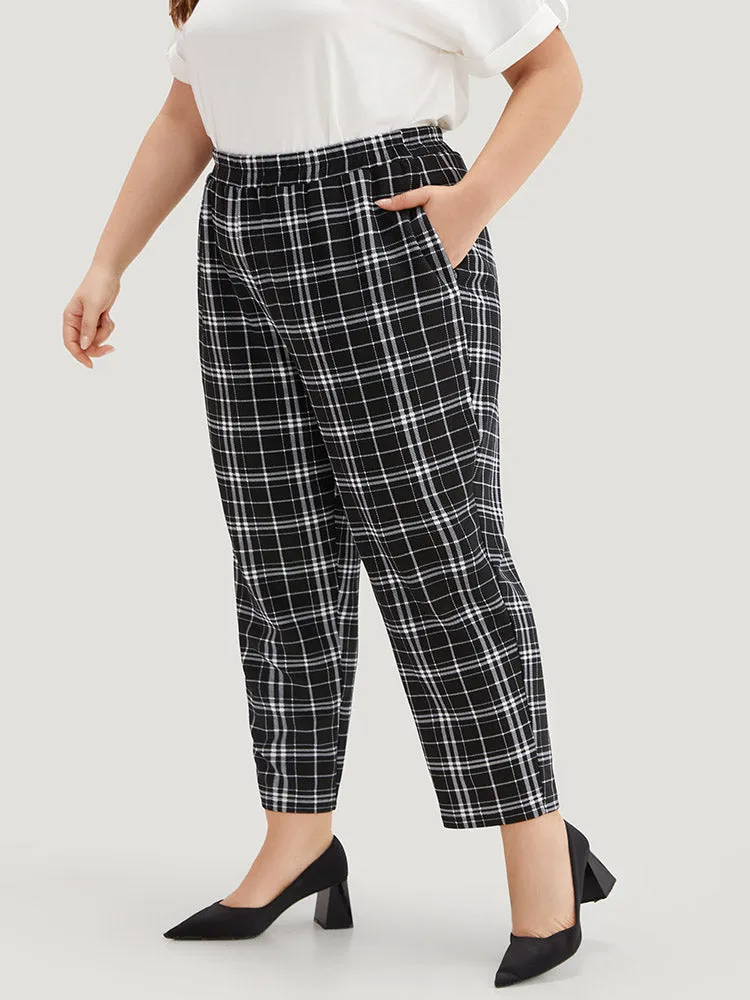 Plaid Elastic Waist Straight Leg Pants sold by Bloomchic product image thumbnail 3