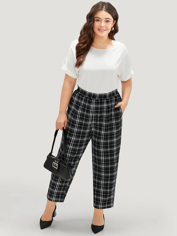Plaid Elastic Waist Straight Leg Pants sold by Bloomchic product image thumbnail 4