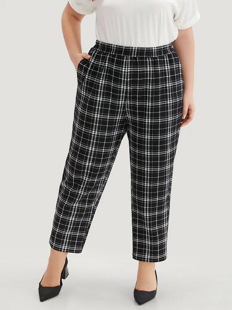 Plaid Elastic Waist Straight Leg Pants sold by Bloomchic