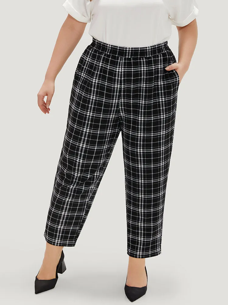 Plaid Elastic Waist Straight Leg Pants sold by Bloomchic product image thumbnail 5