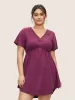 Plain Lace Panel Elastic Waist Curved Hem Sleep Dress sold by Bloomchic