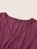 Plain Lace Panel Elastic Waist Curved Hem Sleep Dress sold by Bloomchic