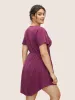 Plain Lace Panel Elastic Waist Curved Hem Sleep Dress sold by Bloomchic