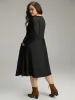Cotton Solid Button Detail Pocket Pleated Dress sold by Bloomchic