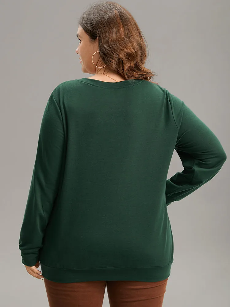 Christmas Letter Leopard Round Neck Sweatshirt sold by Bloomchic product image thumbnail 3