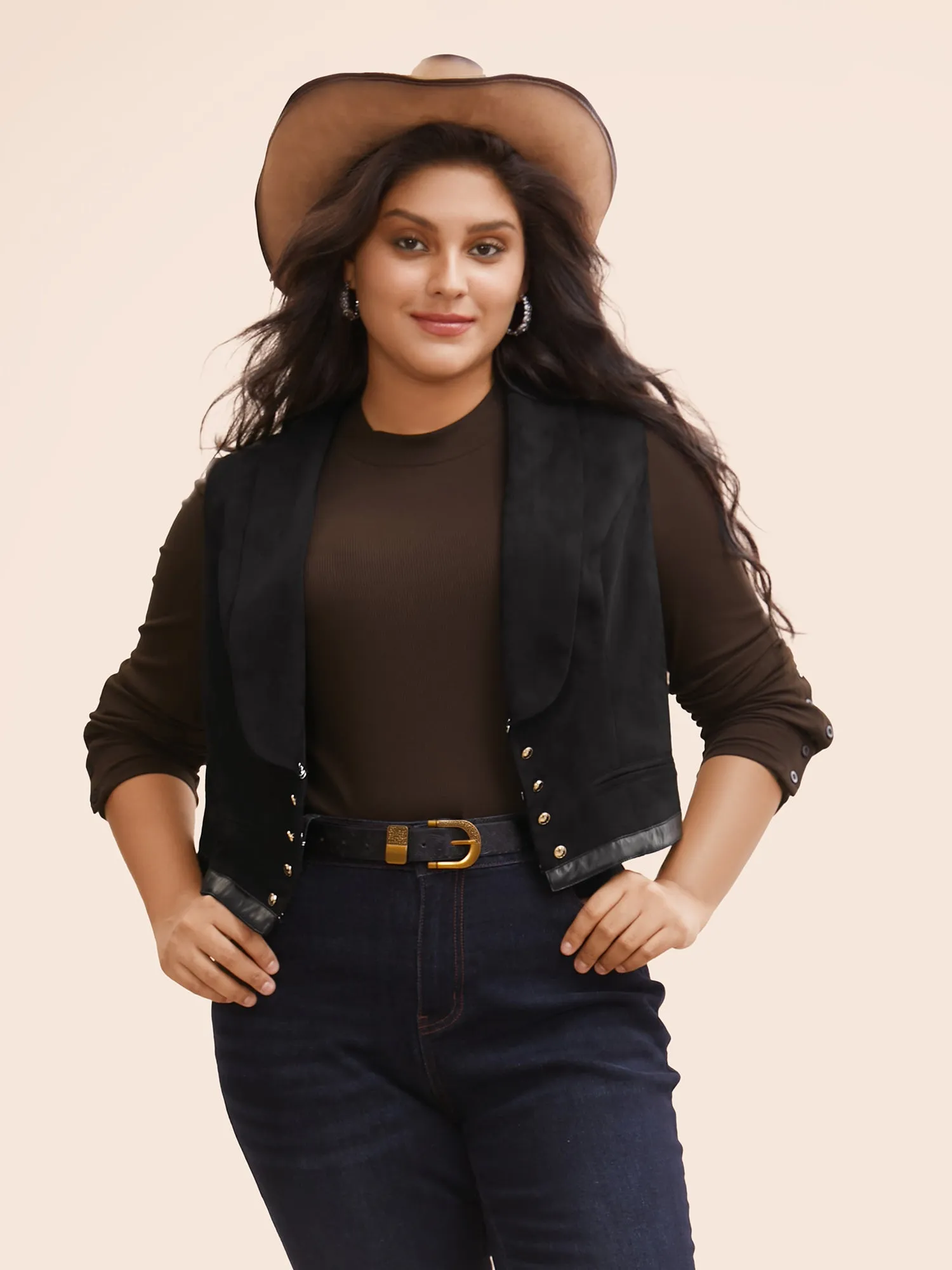 Stretchy Suede Waist Cinching Vest sold by Bloomchic