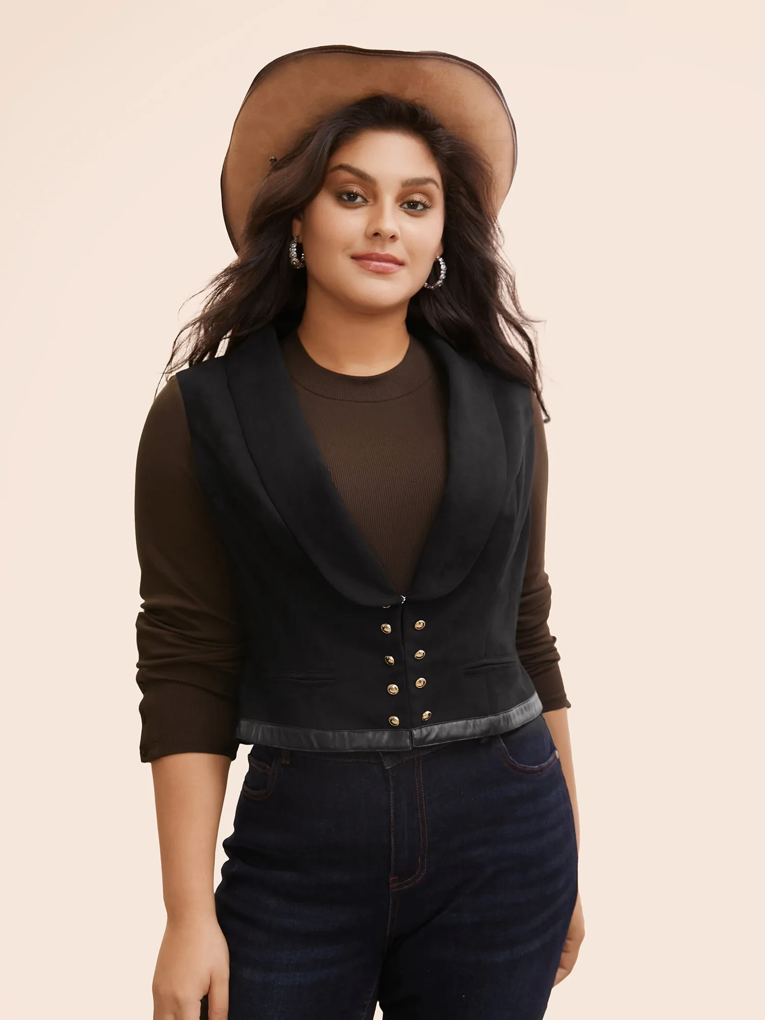 Stretchy Suede Waist Cinching Vest sold by Bloomchic product image thumbnail 2