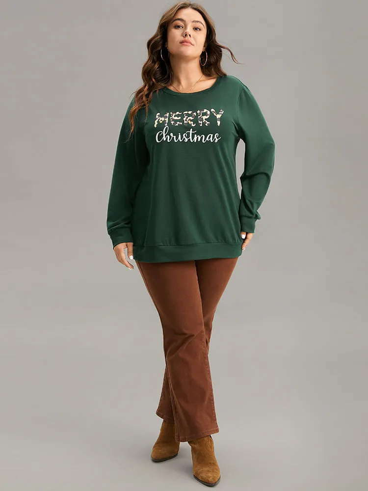 Christmas Letter Leopard Round Neck Sweatshirt sold by Bloomchic product image thumbnail 4