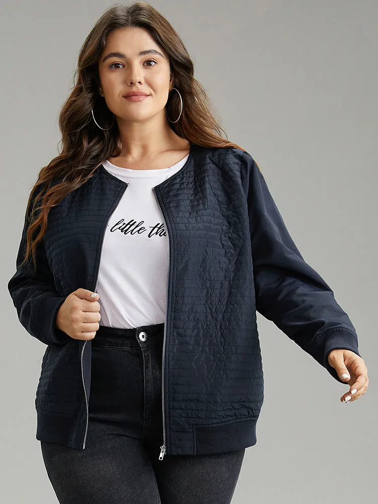 Plisse Zipper Fly Rib Knit Jacket sold by Bloomchic product image thumbnail 5