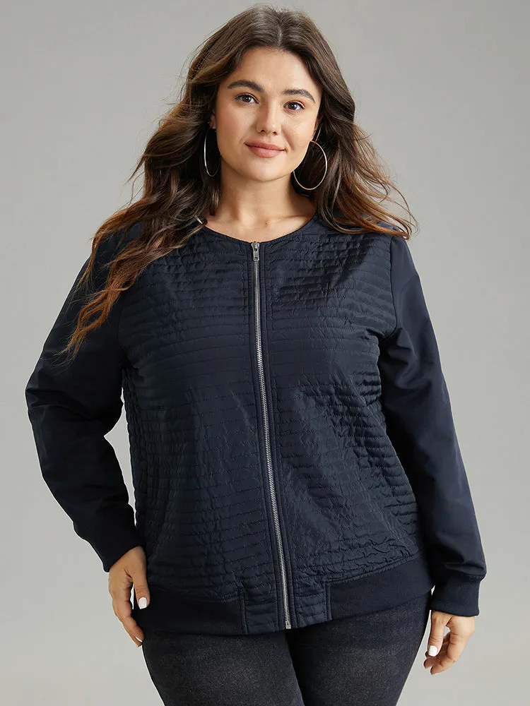 Plisse Zipper Fly Rib Knit Jacket sold by Bloomchic product image thumbnail 3