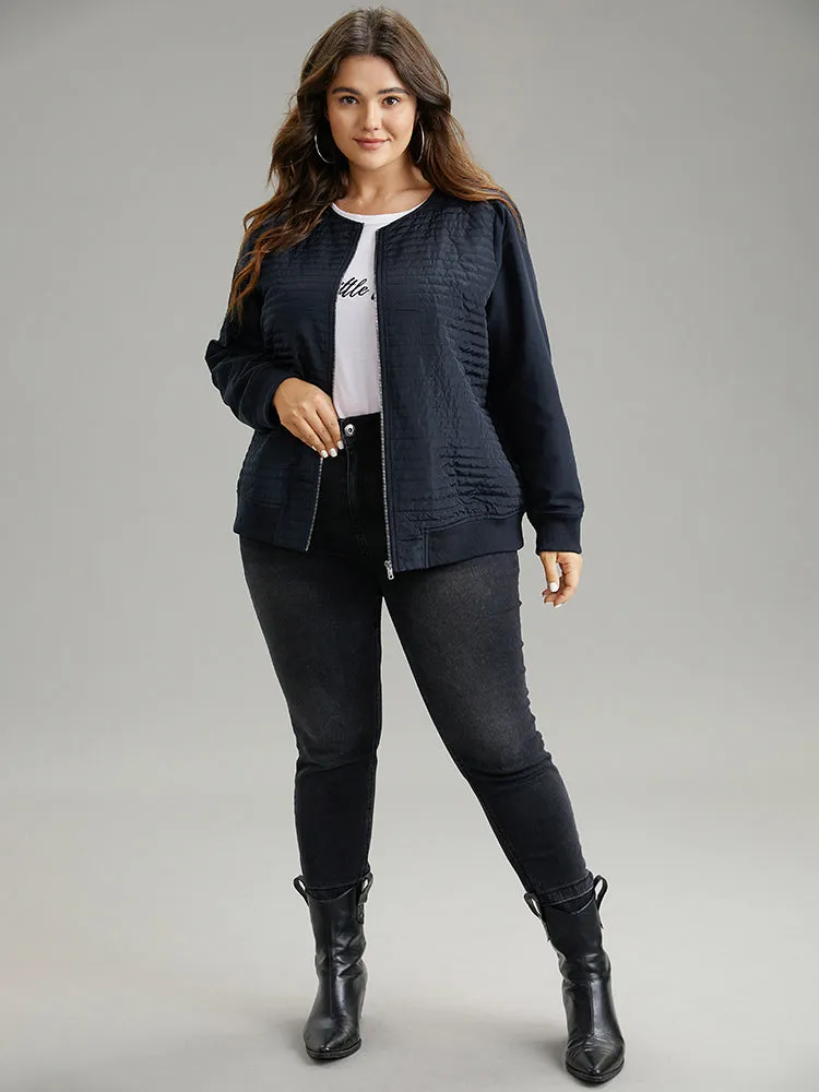 Plisse Zipper Fly Rib Knit Jacket sold by Bloomchic product image thumbnail 4