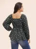 Heart Neckline Ditsy Floral Shirred Blouse sold by Bloomchic