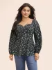 Heart Neckline Ditsy Floral Shirred Blouse sold by Bloomchic