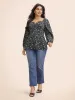 Heart Neckline Ditsy Floral Shirred Blouse sold by Bloomchic