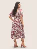 Square Neck Floral Print Belted Gathered Dress sold by Bloomchic