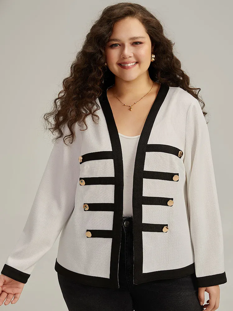 Striped Patchwork Button Detail Contrast Jacket sold by Bloomchic product image thumbnail 5