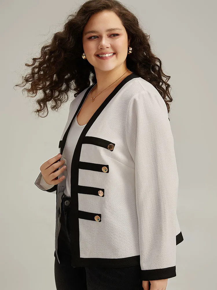 Striped Patchwork Button Detail Contrast Jacket sold by Bloomchic product image thumbnail 3