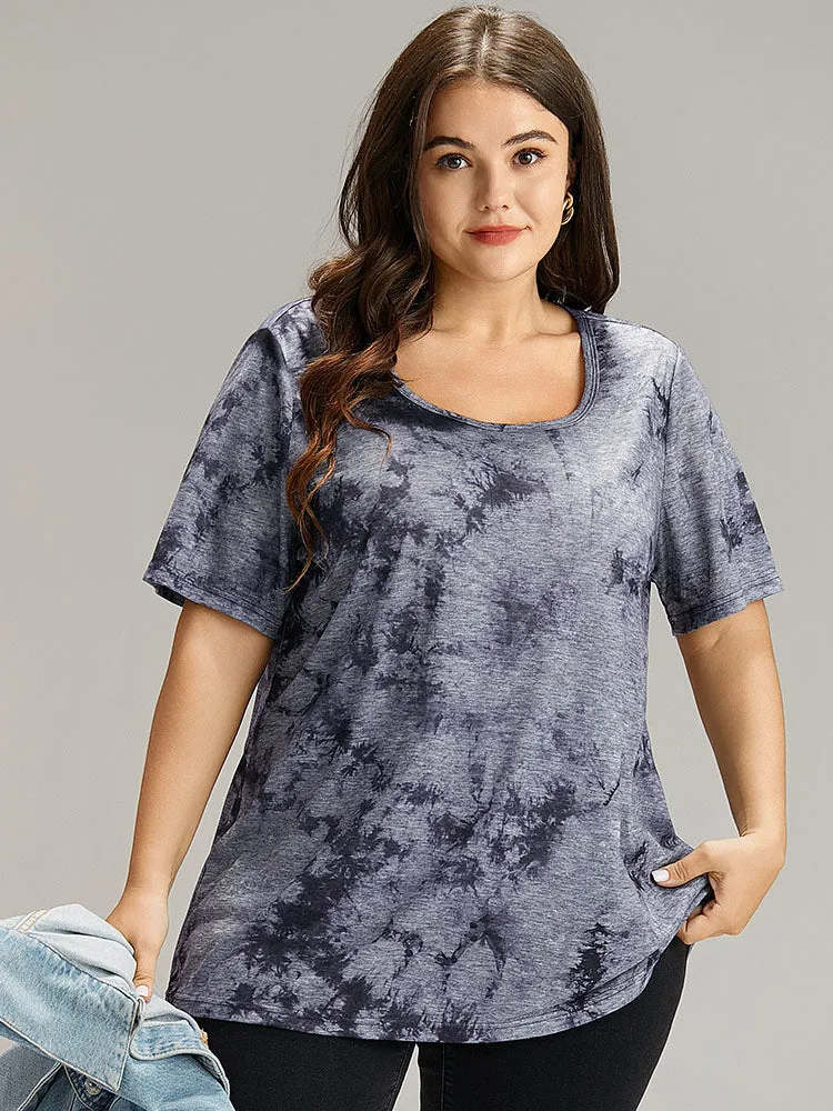 Tie Dye Square Neck T-shirt sold by Bloomchic