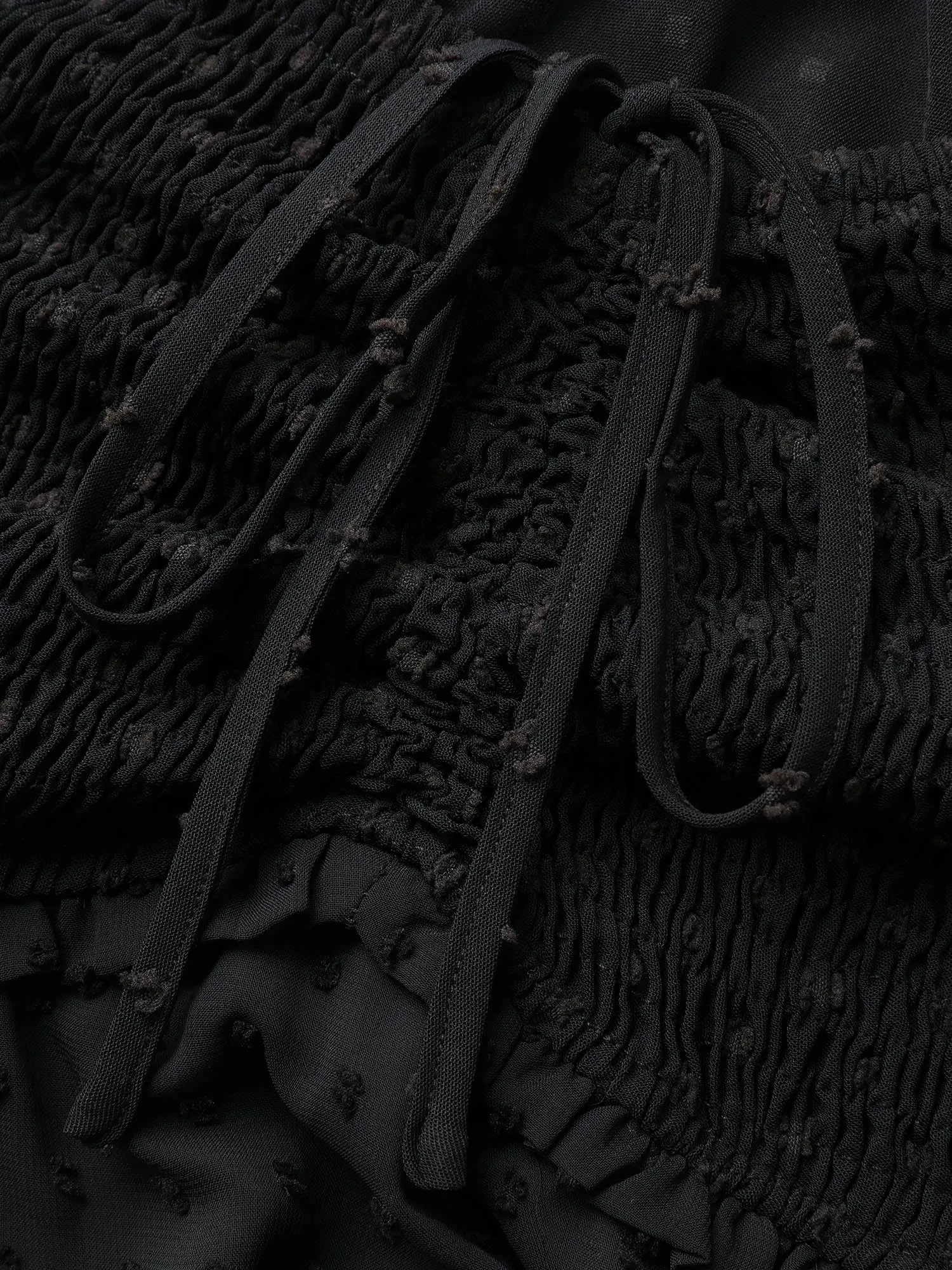 Polka Dot Textured Mesh Shirred Drawstring Dress sold by Bloomchic product image thumbnail 5